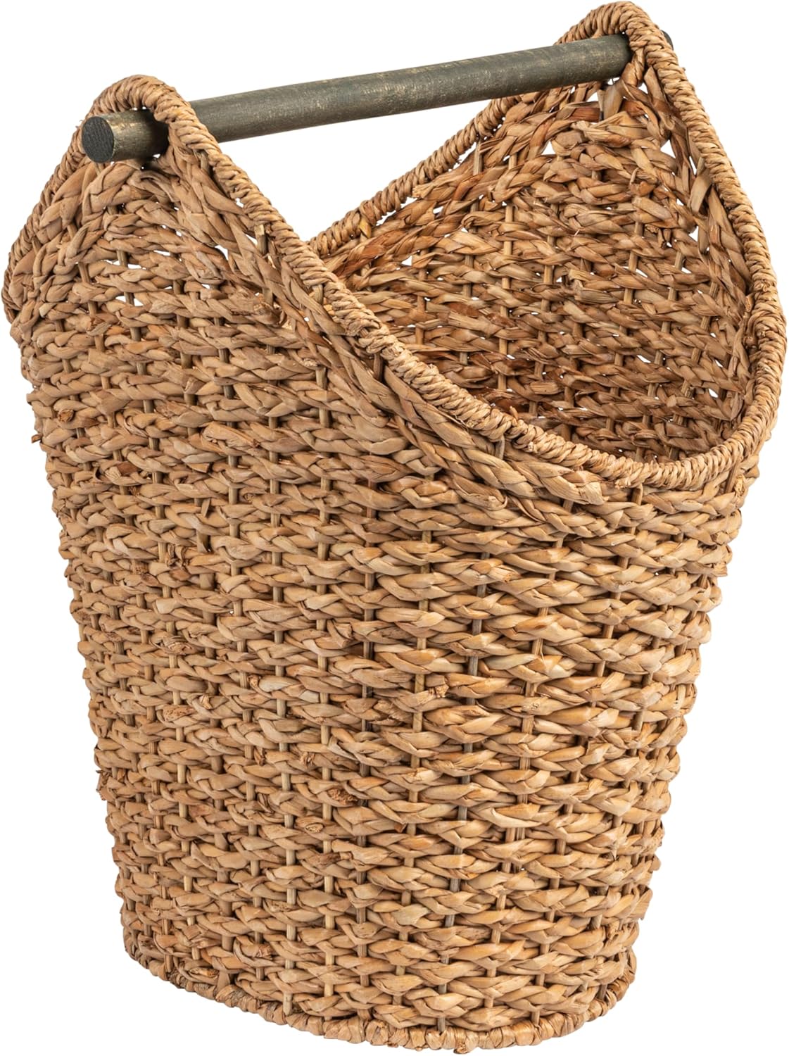 Bankuan Braided Oval Toilet Paper Basket with Wood Bar