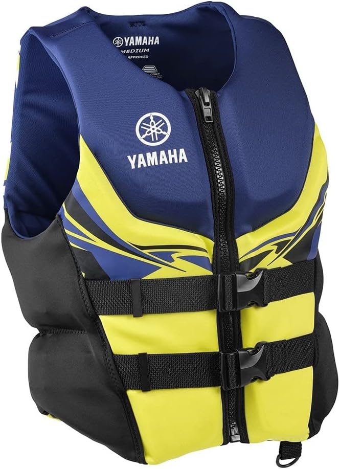 Yamaha Motor Corp. Men's Neoprene Two-Buckle PFD Life Jacket Vest (X-Large, Navy/Yellow/Black) (318 (MAR-22VNE))