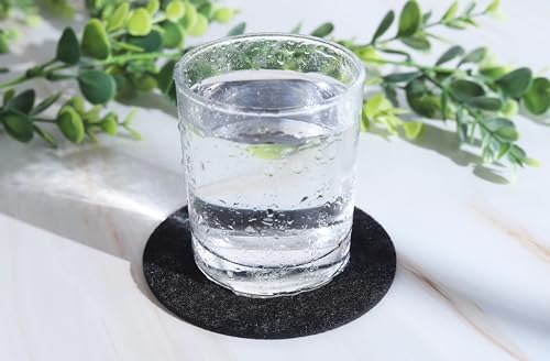 Set of 12 Felt Gray Drink Coasters 4x4 inches - Round Coaster for Drinks Absorbent - Cup Mats - Protect Furniture from Heat, Stain, Scratches and Condensation