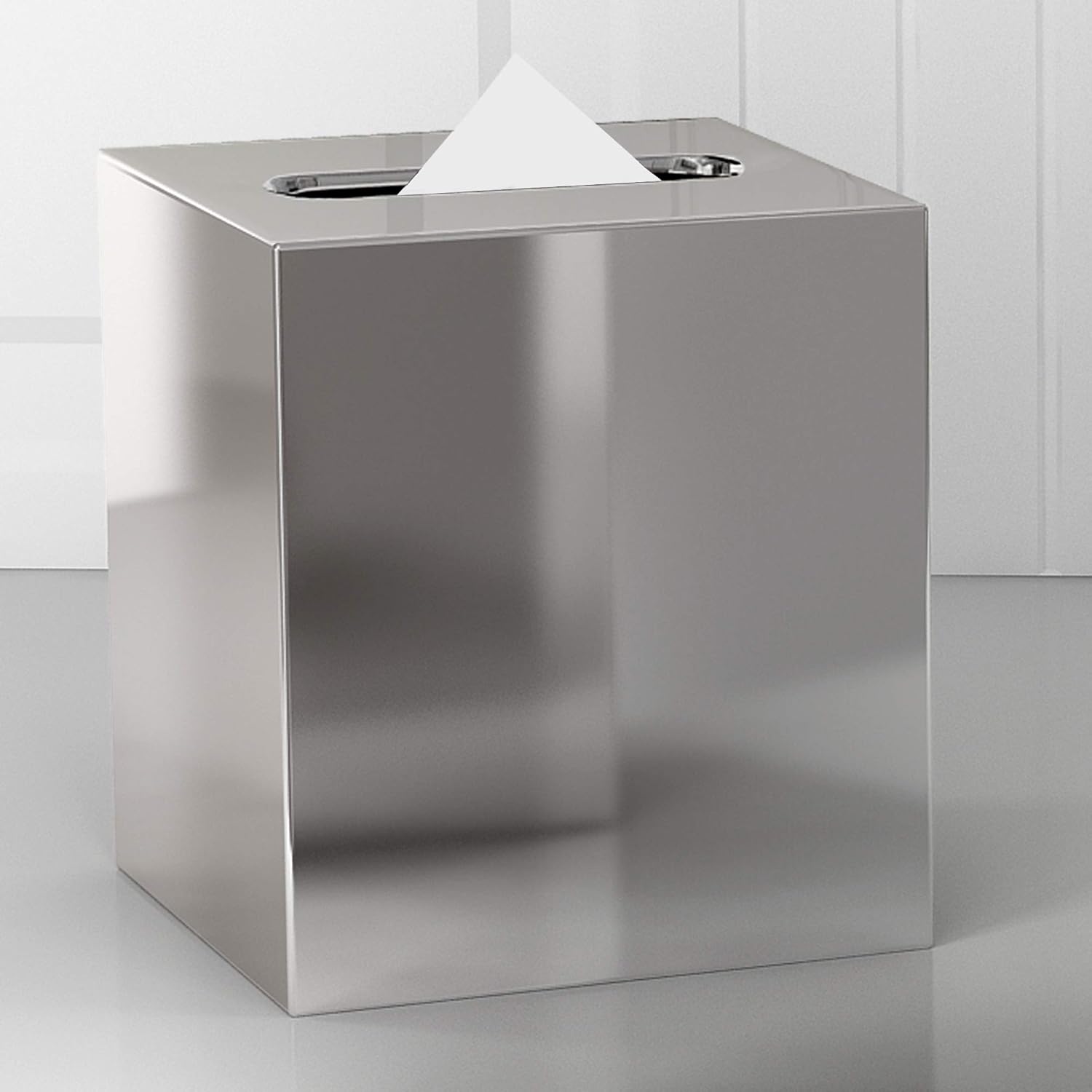 nu steel Gloss Square Polished Stainless Steel Luxury Tissue Box Holder