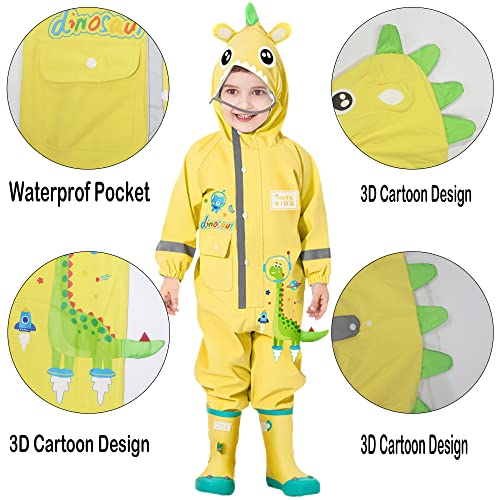 Fewlby Kids Toddler Boys Girls Rain Suit Waterproof One Piece Coverall S-XL Size 1-6 Years