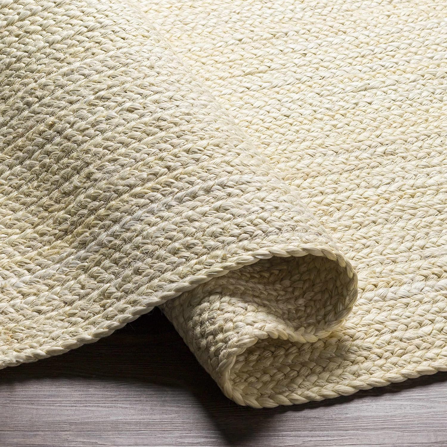 Hauteloom Pangnirtung Sea Grass Jute Rug - Natural Fiber Area Rug - Natural Farmhouse Look Carpet - Rattan Wicker Look Carpet - Light Brown, Light Beige, Cream - 6' x 9' Oval
