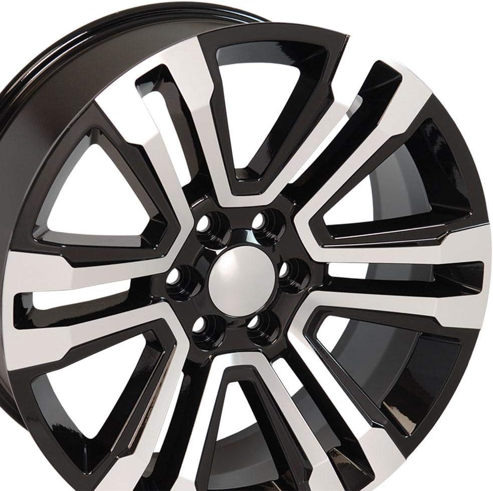 OE Wheels LLC 22 inch Rim Fits 6x139.7 Silverado Suburban Tahoe Sierra Yukon Escalade CV44 22x9 Black Machined Wheels Hollander: 5822
