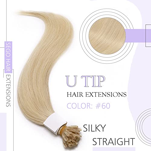 SEGO U Tip Hair Extensions Real Human Hair Pre Bonded Keratin Fusion Nail Tip Hair Balayage Natural Silky Straight Extensions 50 Strands 50g/Pack //18 Inch Medium Brown&Dark Blonde