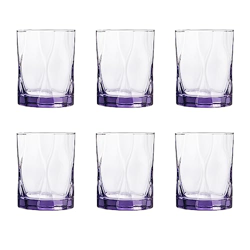 CREATIVELAND Geometric Shapes Glass Drinking Glasses Set of 6, 13.5 OZ Solid Purple Color Glass Tumbler Glassware for Water, Juice, Different Options for Home, Restaurant, Hotel, Bar