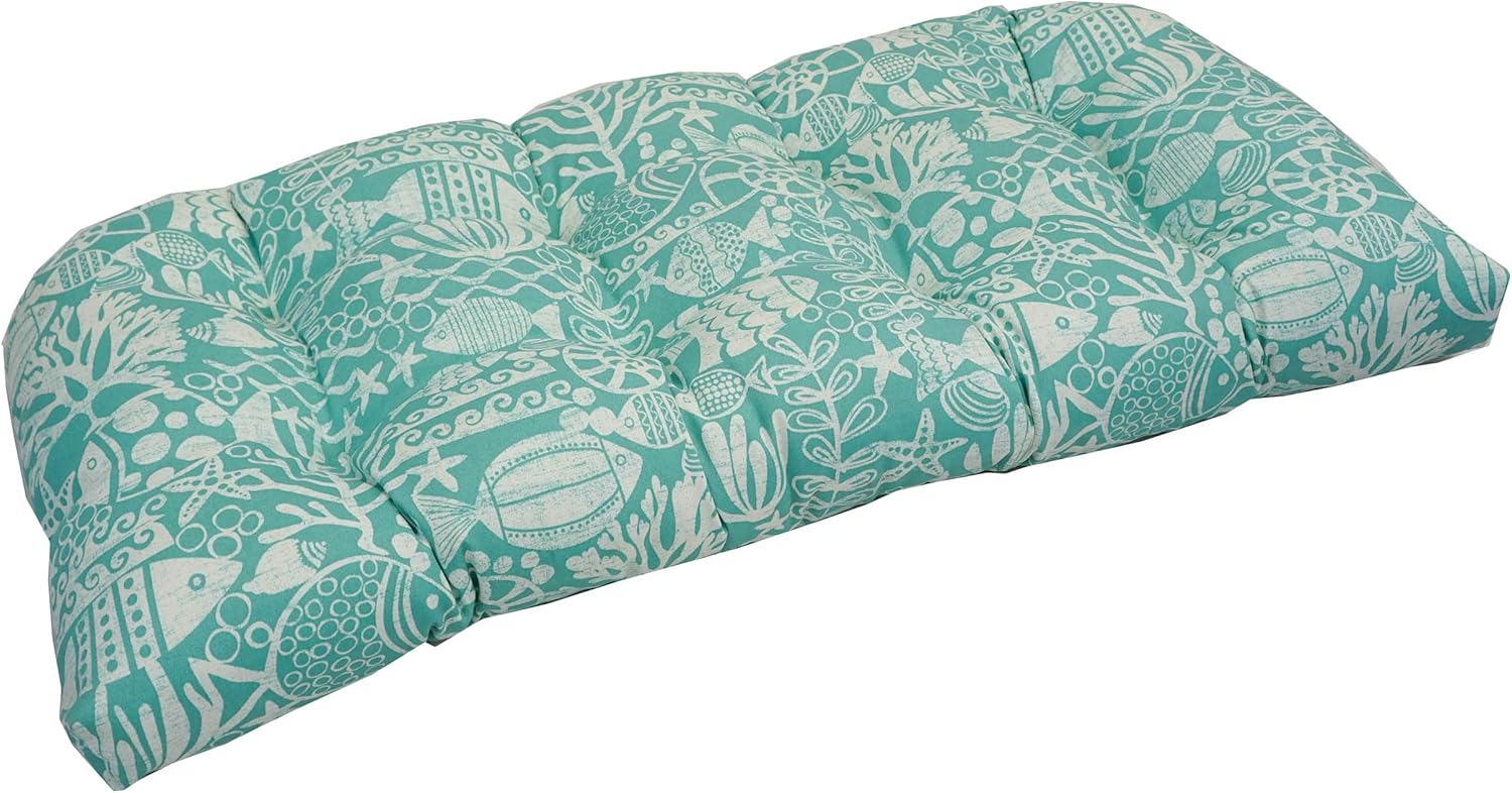 Blazing Needles Outdoor Rounded Back Loveseat Cushion, 42