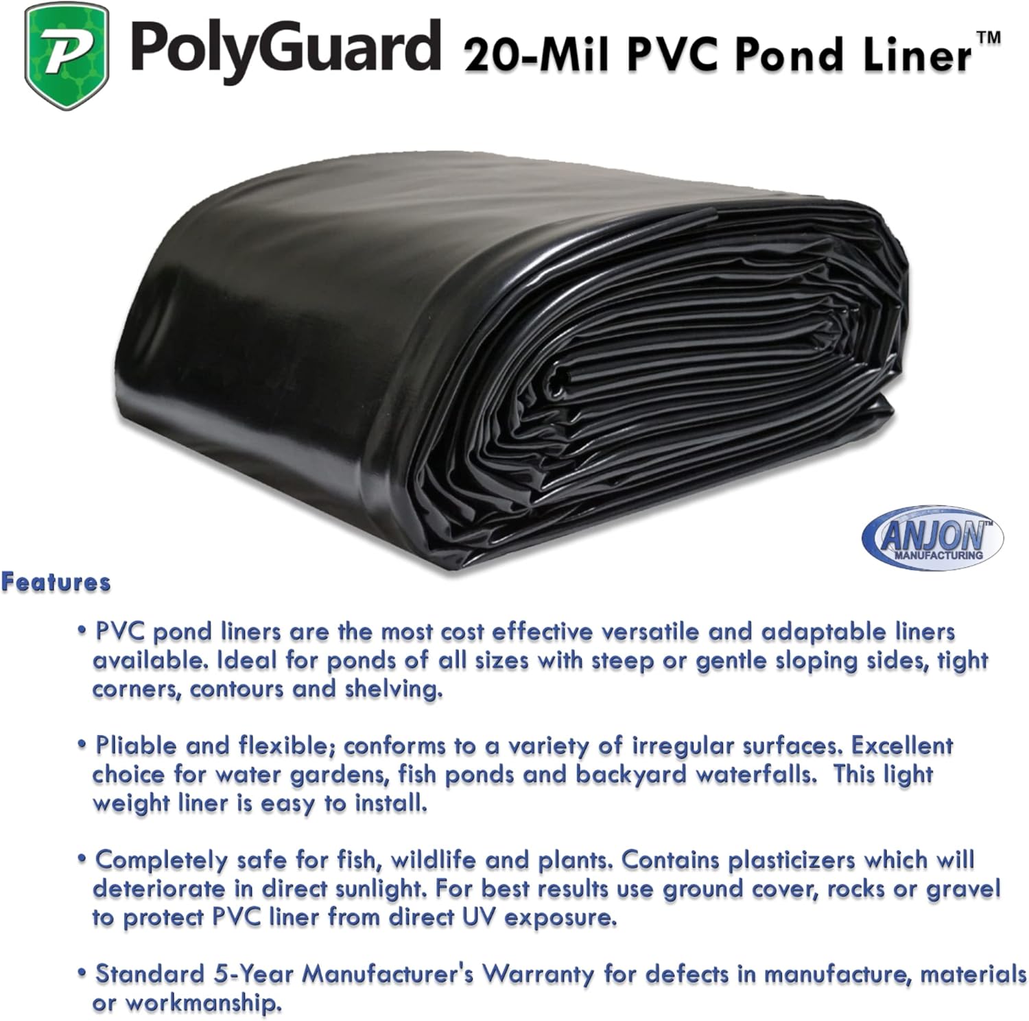 PVC 8 ft. x 10 ft. - 20-Mil Pond Liner