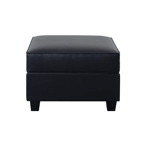 Naomi Home Sarah Storage Ottoman Module for Modular Sectional Sofa Square Seat Cube Air Leather Foot Stool, Black