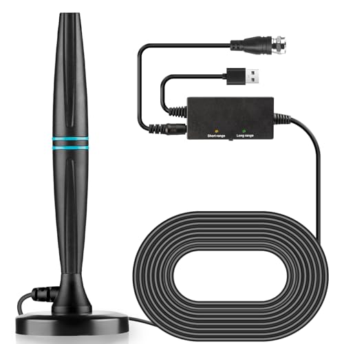 2024 Upgraded TV Antenna, TV Antenna Indoor, Long Range TV Antenna for Local Channels Support 4K 1080p with Signal Booster for Smart TV and All TVs