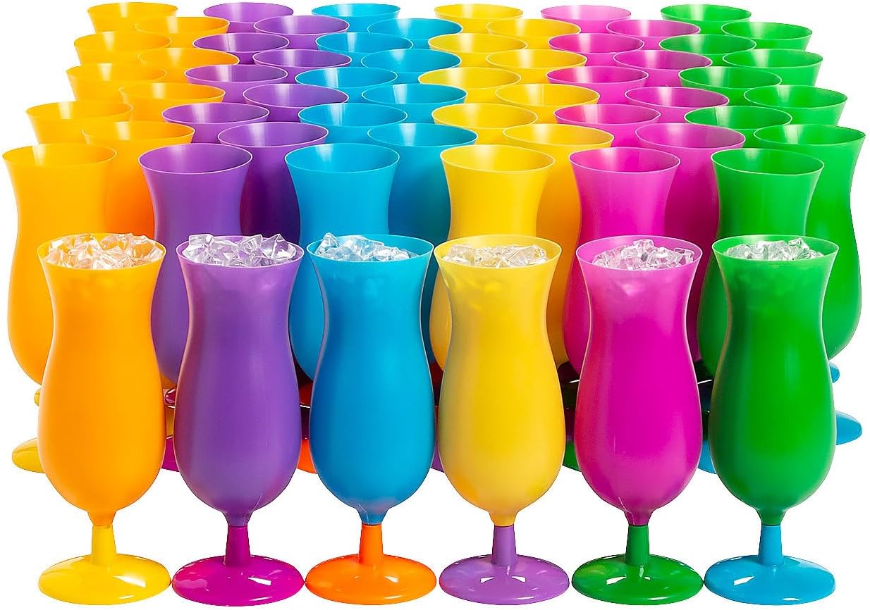 Fun Express Neon Hurricane Glasses Plastic Bulk 60 Ct