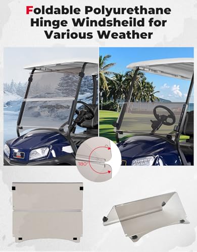 KEMIMOTO Golf Cart Windshield Compatible with Club Car Precedent Gas/Electric (04-Up), Foldable Replacement Windshield with Anti-UV and Impact Resistant Acrylic,Tinted