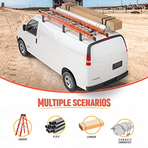 AA-Racks Model X316 HighTop 3 Bar Rain-Gutter Roof Rack Heavy-Duty Adjustable Steel High Roof Rack Matte White