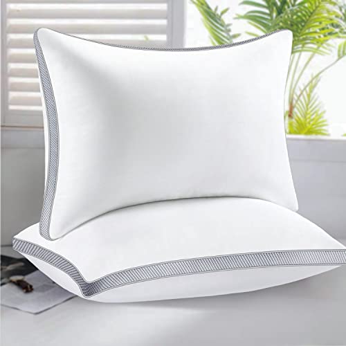 Pillows King Size Set of 2, Luxury Soft King Size Pillows, Hotel Collection Bed Pillows for Sleeping, Down Alternative Filling Breathable Pillow, Gel Cooling Pillow