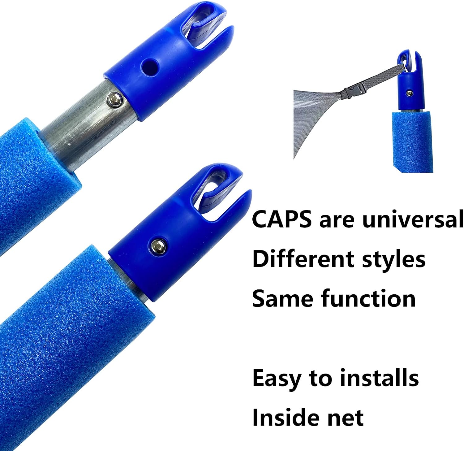 14 FT Trampoline Replacement Net with Poles, 6 Trampoline Net Poles with Connecters and Screws Bolts, Pole Caps, Only 6 Straight Poles 14 Feet Round Frame, Installs Inside Frame