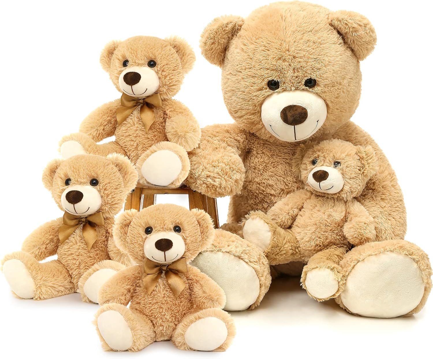 MorisMos Giant Teddy Bear & 3 Pcs Teddy Bears Bulk Stuffed Animals for Baby Shower Valentine Christmas