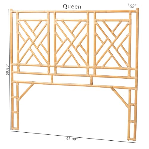 bali & pari Karavo Natural Rattan Standalone Headboard, Queen, Black