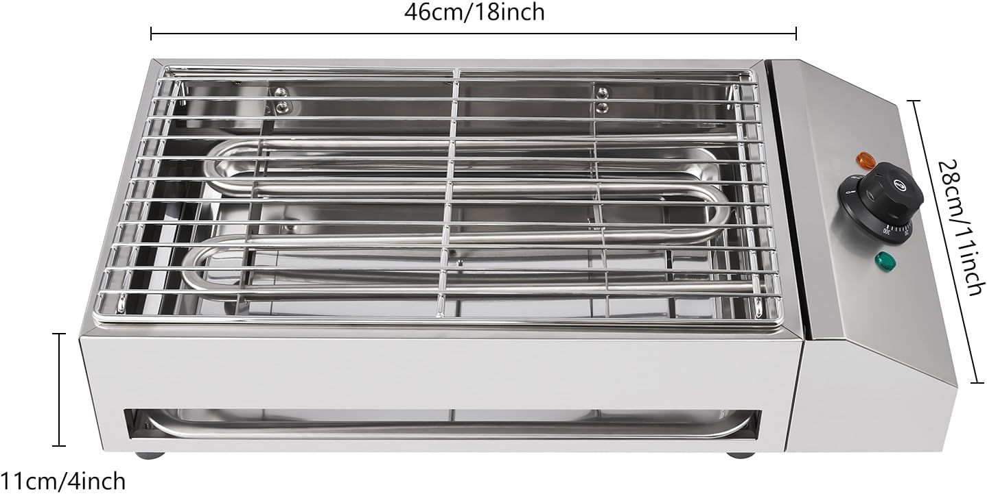 Indoor & Outdoor Electric Grill Searing Grill with Adjustable Temperature Control 572°F, 110V 1800W Electric BBQ Grill, Nonstick Cooking Surface, Dishwasher Safe Removable Grill & Grease Catcher Tray