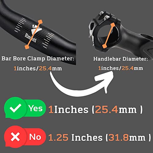 1inch/25.4mm Straight Bike Handlebars Rise(30mm 50mm 70mm 90mm) MTB Handlebar-Fits 25.4mm Stems -Aluminum Alloy Mountain Bike Bicycle 640 mm Length -Flat - Black