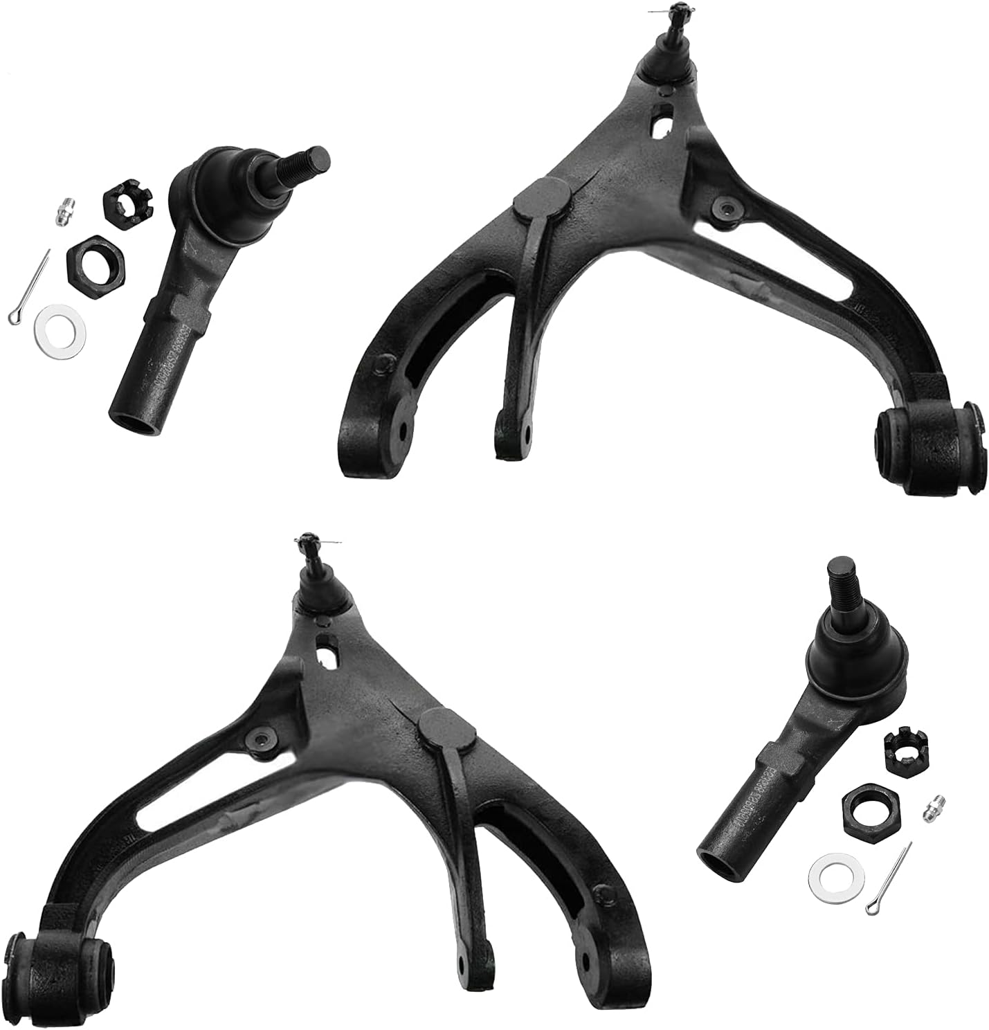 Detroit Axle - 4WD Front End Control Arms Kit for 02-05 Dodge Ram 1500, 2 Lower Control Arms w/Ball Joint 2 Outer Tie Rod Ends 2002 2003 2004 2005 Replacement - 4pc Set