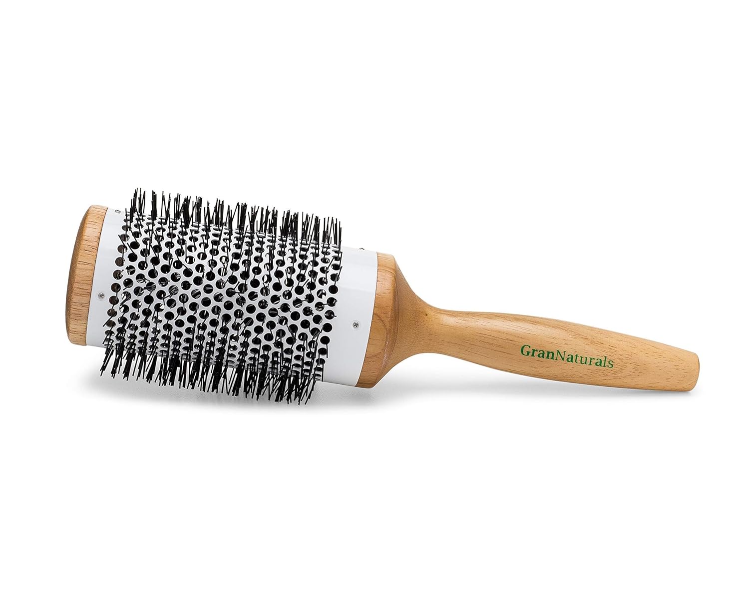 Round Blow Dryer Brush - Ceramic Barrel - Large 3.0 Inch Round Brush for Blow Drying - Thermal & Ionic Roll Styling Hairbrush to Blow Dry - Natural Wooden with Nylon Bristles - Hair Brush For Women