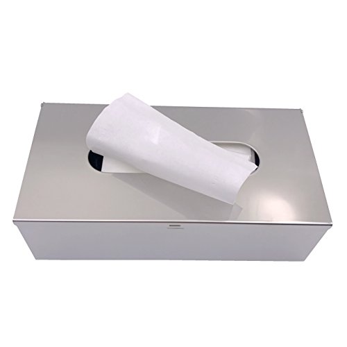Metal Facial Tissue Box Cover Holder Lay On Wall Mounted, Mirror Polishing 18/8 Stainless Steel (Rectangle)