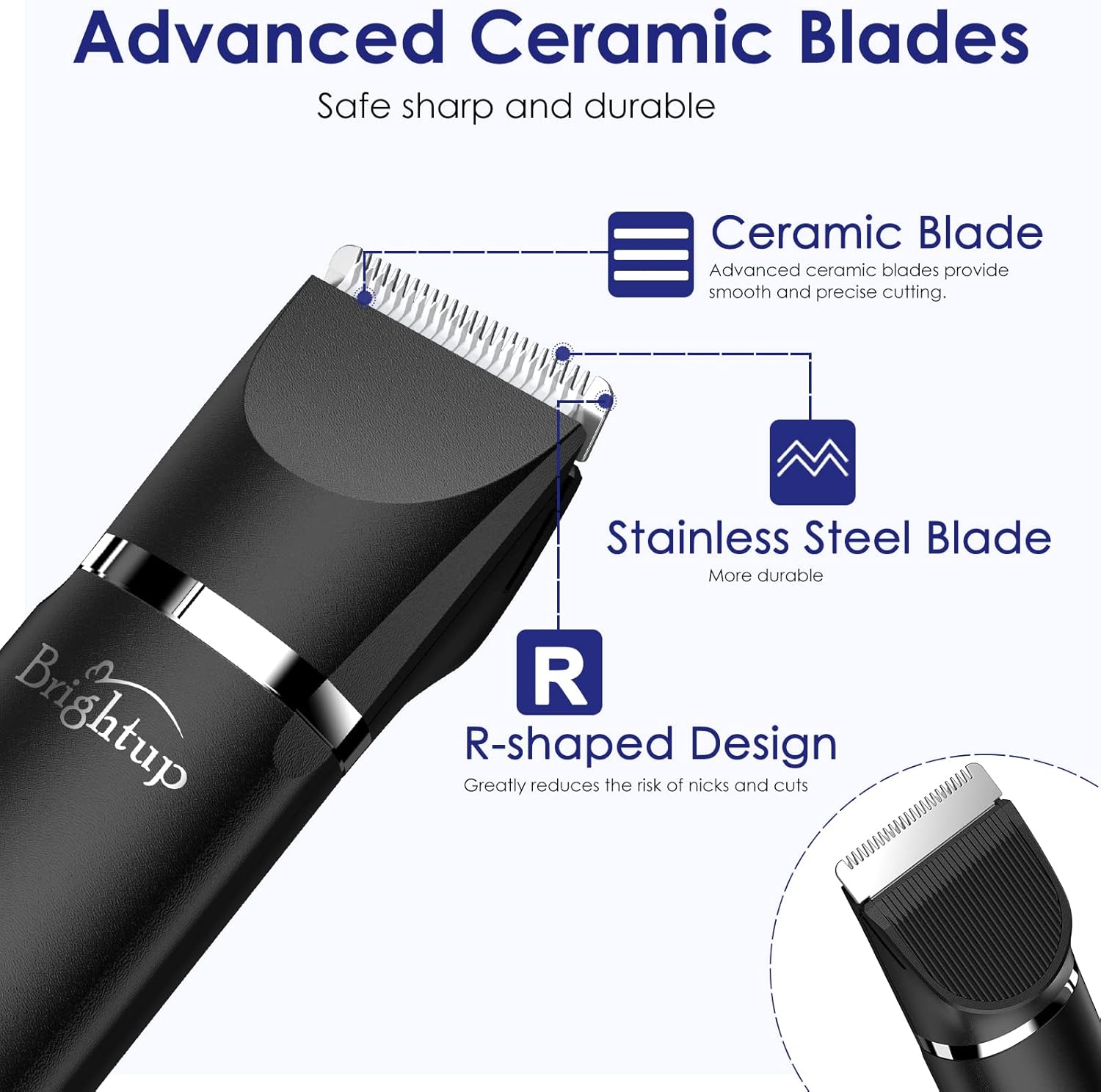 Brightup Manscape Electric Razor for Men, Wet/Dry Pubic Ball Nose Body Facial Shaver with LED Light, Body Hair Trimmer with Storage Bag, Womens Bikini Trimmer, Mens Grooming Kit