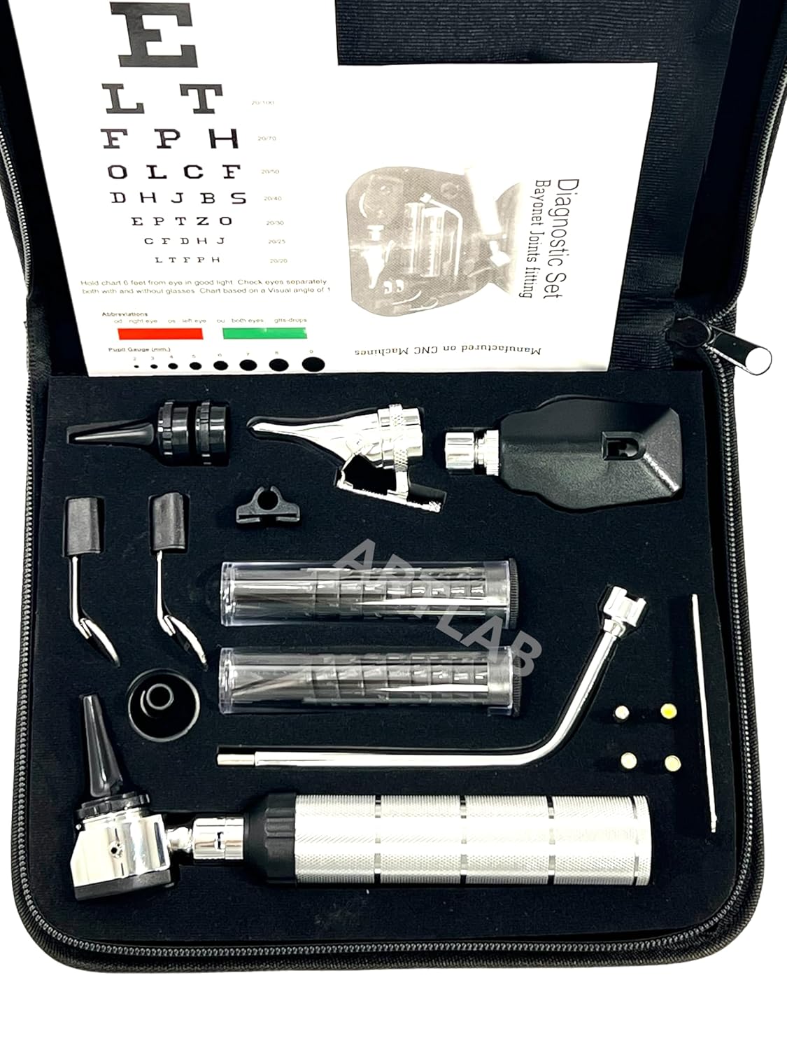 Artlab-Otoscope, Eye scope & Illuminator Diagnostic Set -Otoscope examination set -Nursing Students Otoscope set with Carrying Leather case Replacement Tips