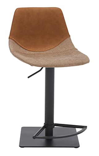 Safavieh Home Collection Rylen Cognac Brown/Black Gas Lift Adjustable Height Bar Stool