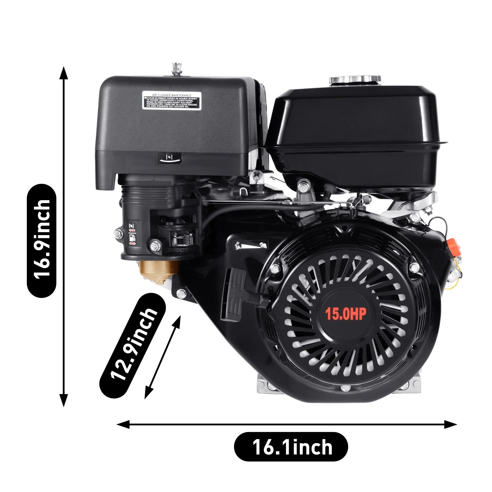 SHZICMY 15HP 4Stroke 420CC Engine OHV Inclined Gas Engine Recoil Start Go Kart Motor Red 190f