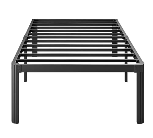Twin Size Bed Frame,18 Inch Heavy Duty Platform Bed Frame with Round Corner Edge Legs/No Box Spring Needed/Noise Free/Steel Slat Support/Easy Assembly