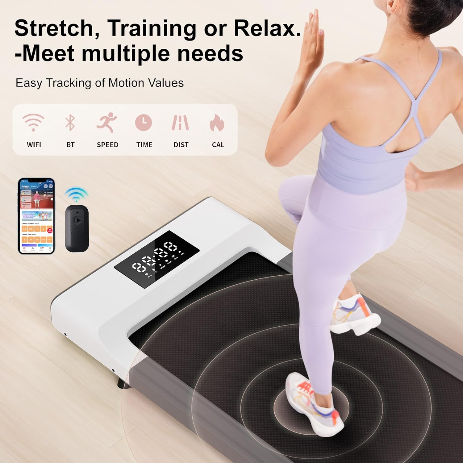 Walking Pad Treadmill, Mini Under Desk Treadmill for Home&Office, Portable Walking Treadmill with Remote Control LED Display(White-45.12