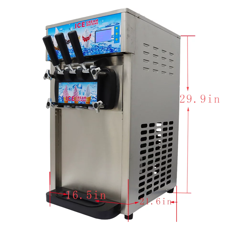 PreAsion 3 Flavor Soft Serve Ice Cream Machine Electric Ice Cream Make 1400W