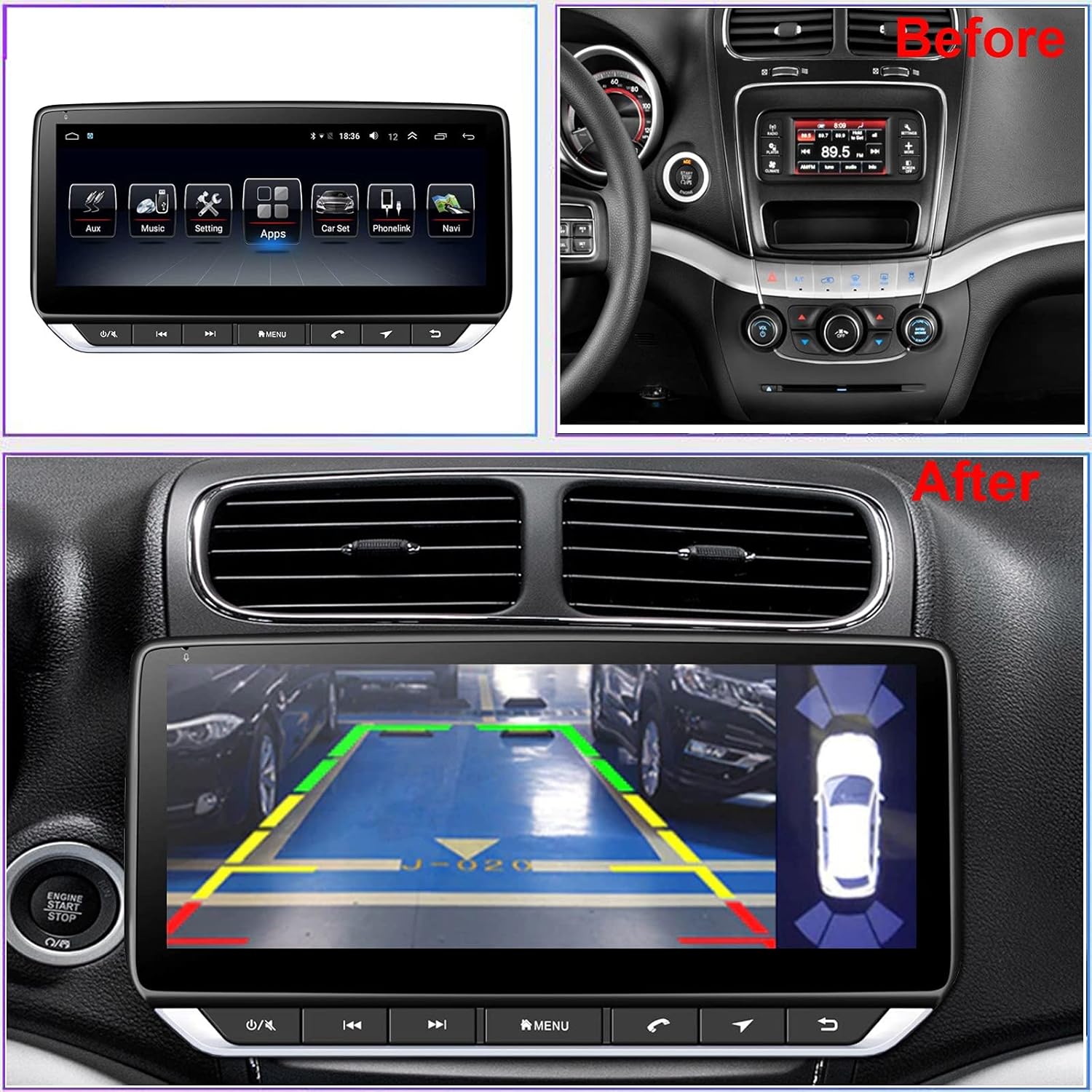 Topdisplay Android 10 Radio Replacement for Dodge Journey 2011-2020 Navigation 10.25inch Touch Screen 4+64G Wireless Carplay Android Auto 4G LTE WiFi Free Camera