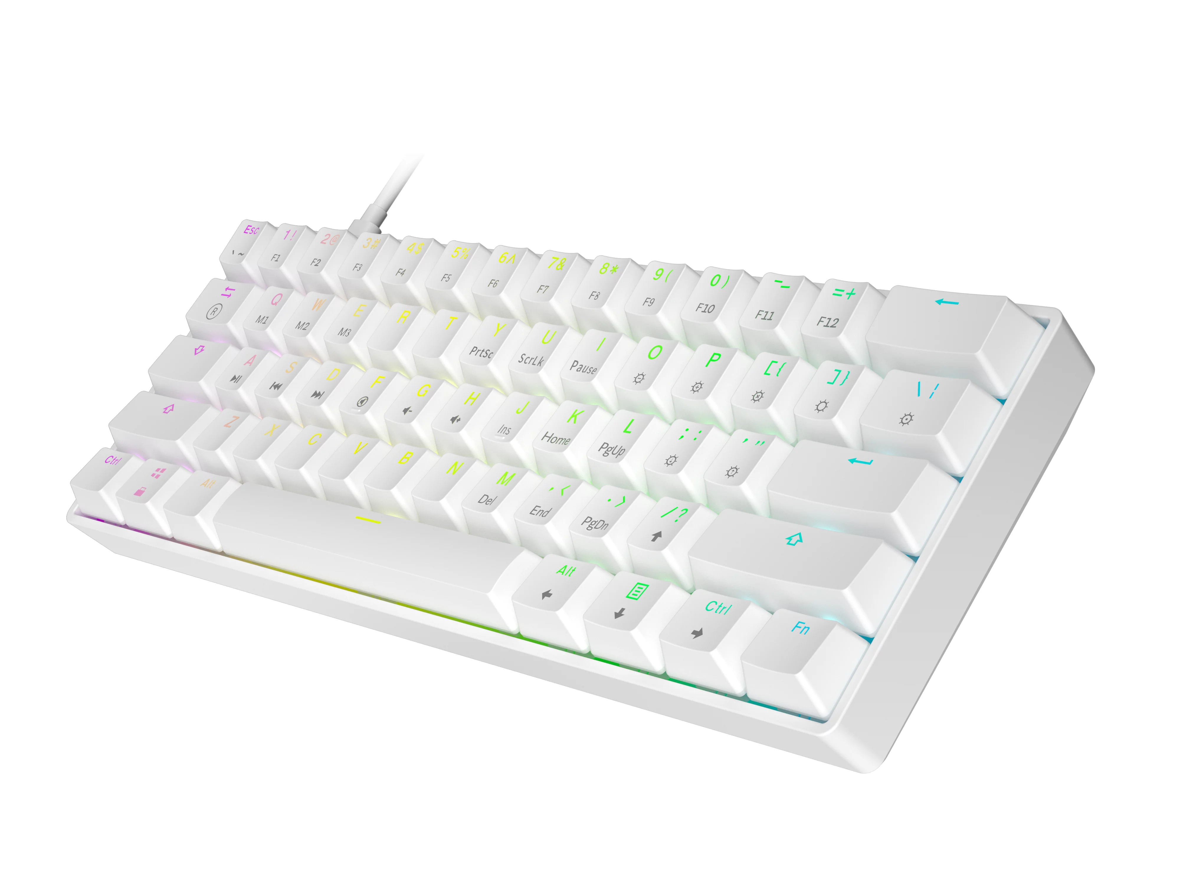 HK GAMING GK61 Mechanical Gaming Keyboard | 61 Keys RGB  Backlit for PC/Mac ( White, Gateron Optical Black)