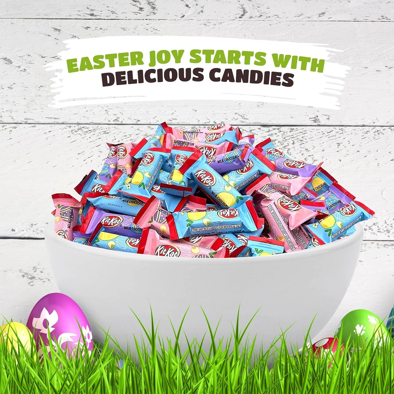 KIT KAT Milk Chocolate Miniature Candy Bars, Easter Edition, Bulk Pack 2 Pounds (About 100 Count)