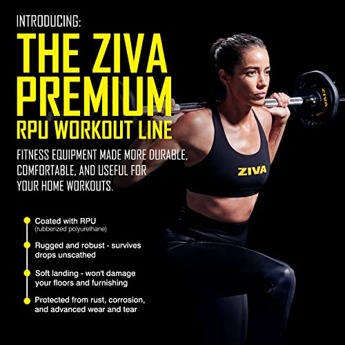 ZIVA RPU Adjustable Studio Barbell Weight Set - 6 RPU Weight Plates, Knurled Chrome Bar (1.18