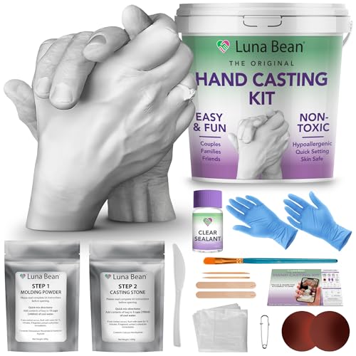 Luna Bean Hand Casting Kit – The Original Hand Mold Kit for Couples – Gifts for Mom, Mothers Day, Bridal Shower, Wedding, Anniversary for Women Men Boyfriend Girlfriend