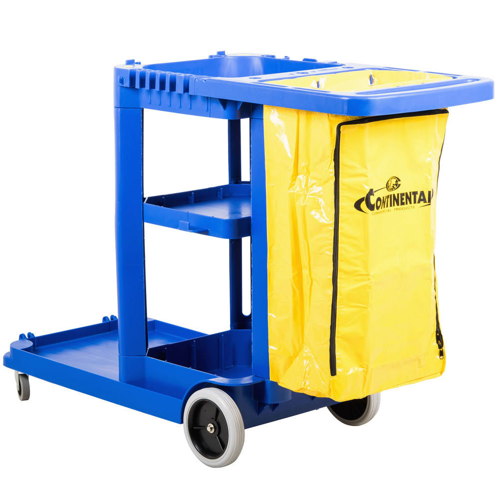 Continental 184BL Janitor Cart with Vinyl Bag