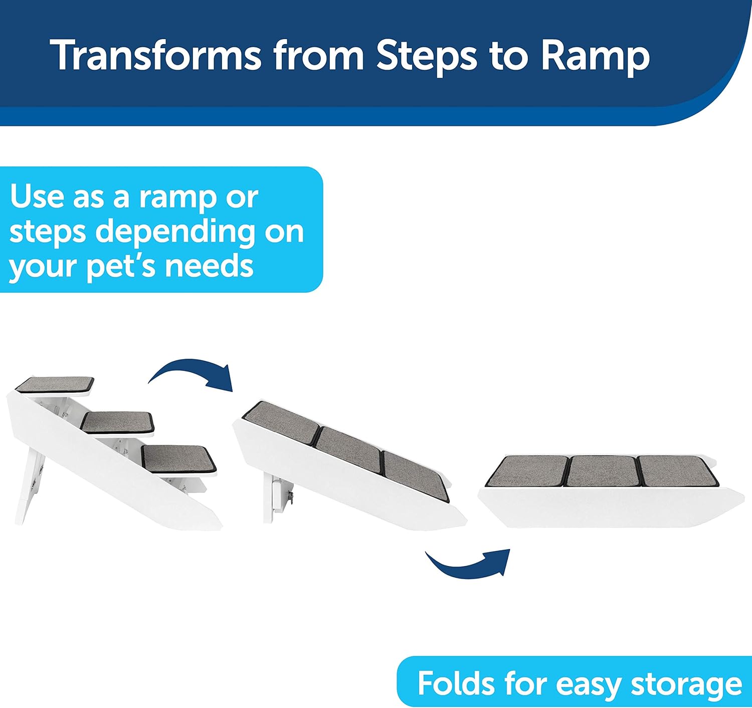 PetSafe CozyUp Steps & Ramp Combo – Dog and Cat Ramp with Stairs – Give Your Pets Easy Access to High Beds or Couch – Foldable Nonslip Design – Perfect for Small, Medium, and Large Dogs