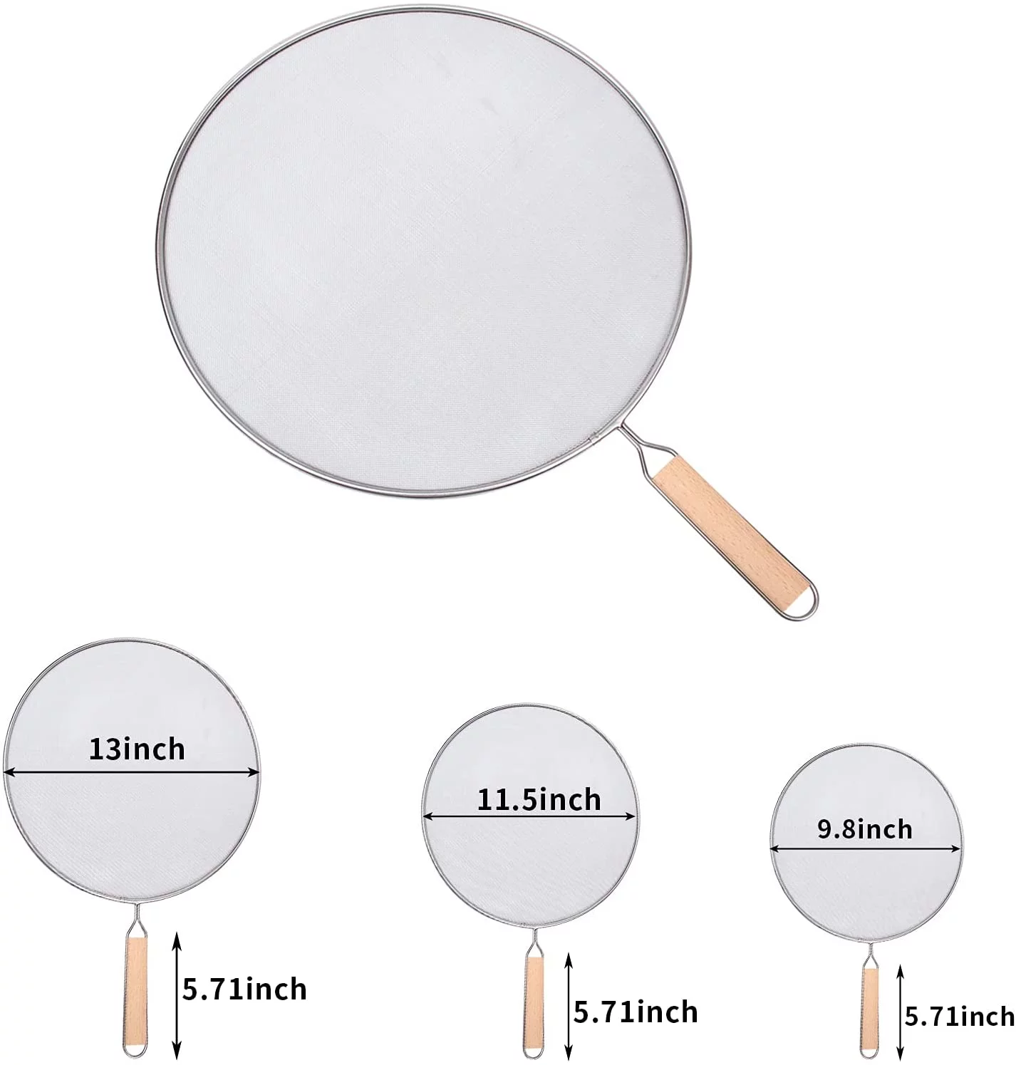 Fymlhomi 3 Pieces Grease Splatter Screen for Frying Pan, Splatter Guard Mesh Stainless Steel Grease Guard Shield for Kitchen Frying Pan Cooking Supplies Set of 9.8