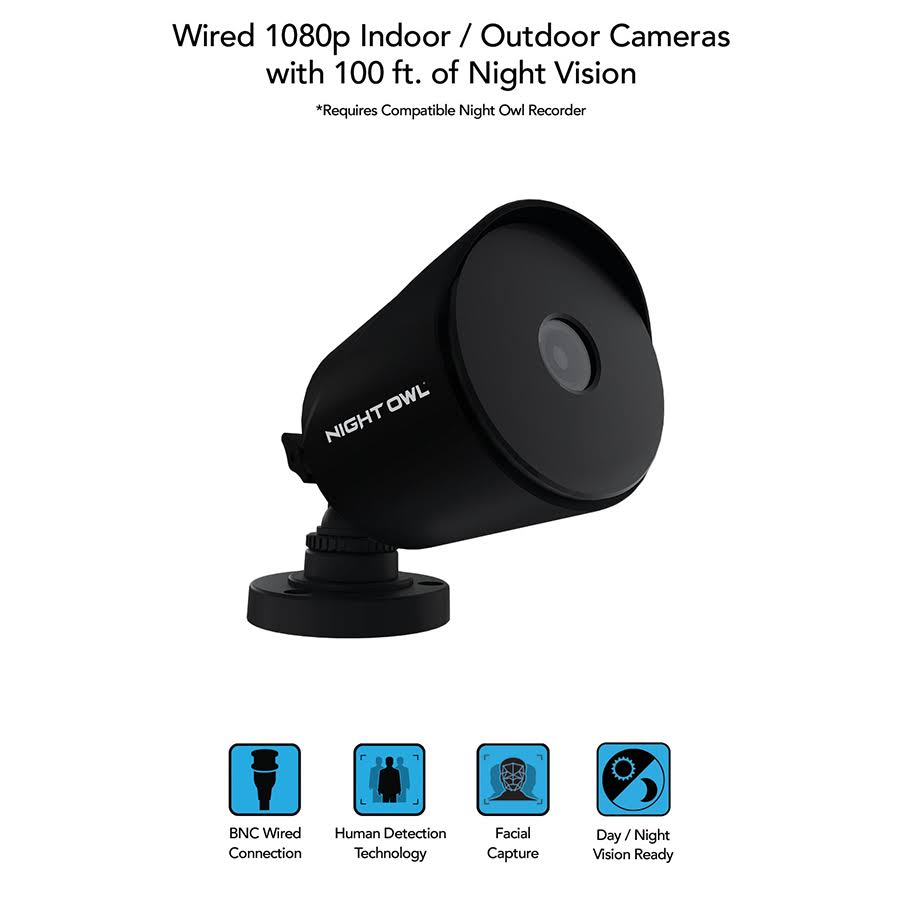 Night Owl 1080p HD Wired Cameras, 2 Pack, Black