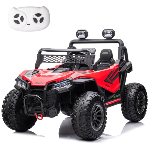 POSTACK 24V 2 Seater 4WD Kids Ride On UTV for Big Kids, Side by Side 4x4 Ride on Off-Road Truck with Parent Remote Control, Battery Powered Electric Car w/High Low Speed, Bluetooth for Boy Girl, Green