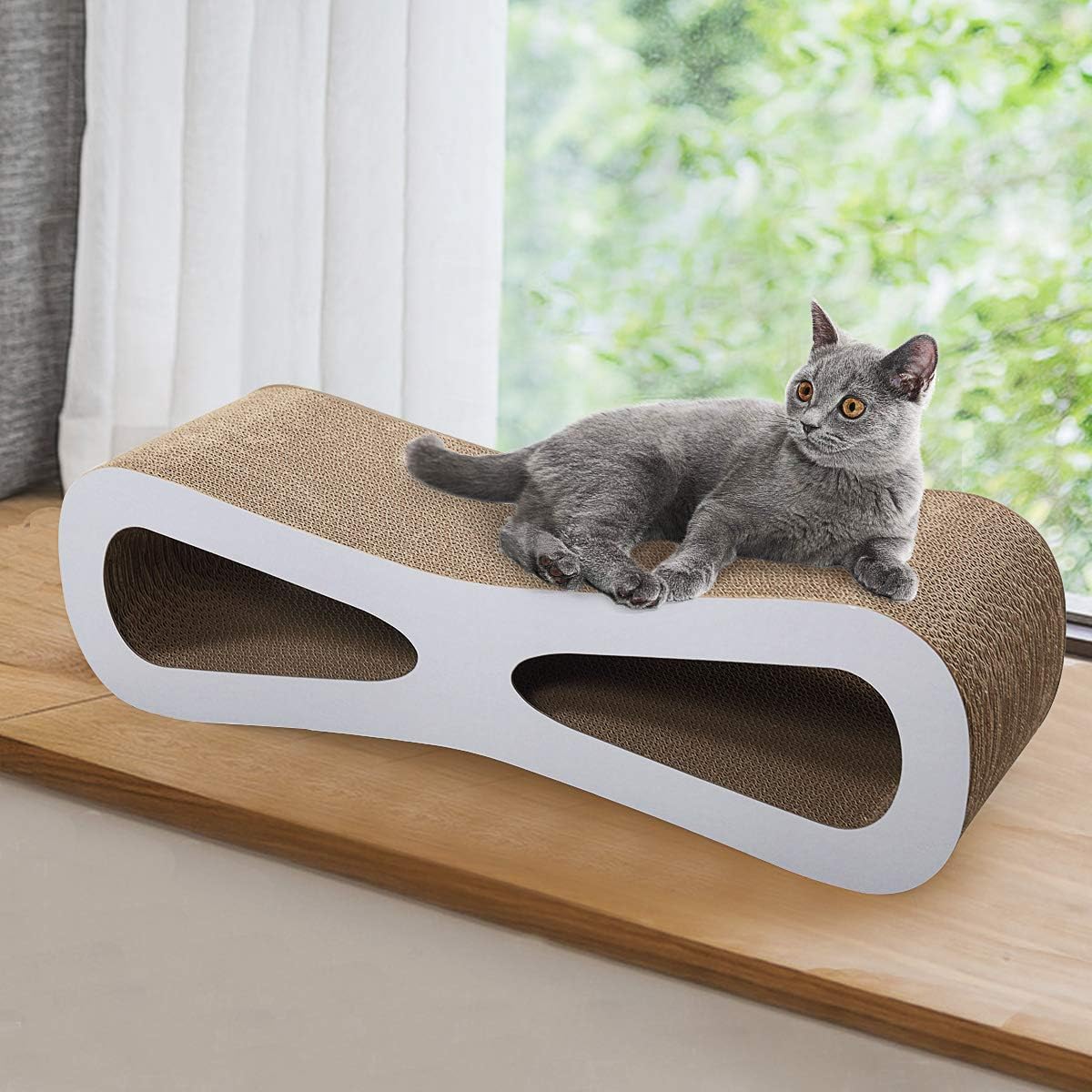 COZIWOW Cat Scratcher Lounge, Cat Scratching Board, Cardboard Lounge Bed, Durable Cat Scratching Pad Furniture Protector for Indoor Cats Kittens, Grey