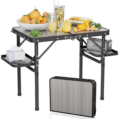 Titanker Folding Camping Table Small 2ft, Small Camp Table Portable with 50% Extra Space, Folding Picnic Table, Portable Beach Tables, Car Camping Essentials, Aluminum Light Solid