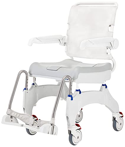 Aquatec Ocean Ergo XL Shower and Commode Chair with Collection Pan, Lid and Pan Support Guide Rail, OCEANERGOXL