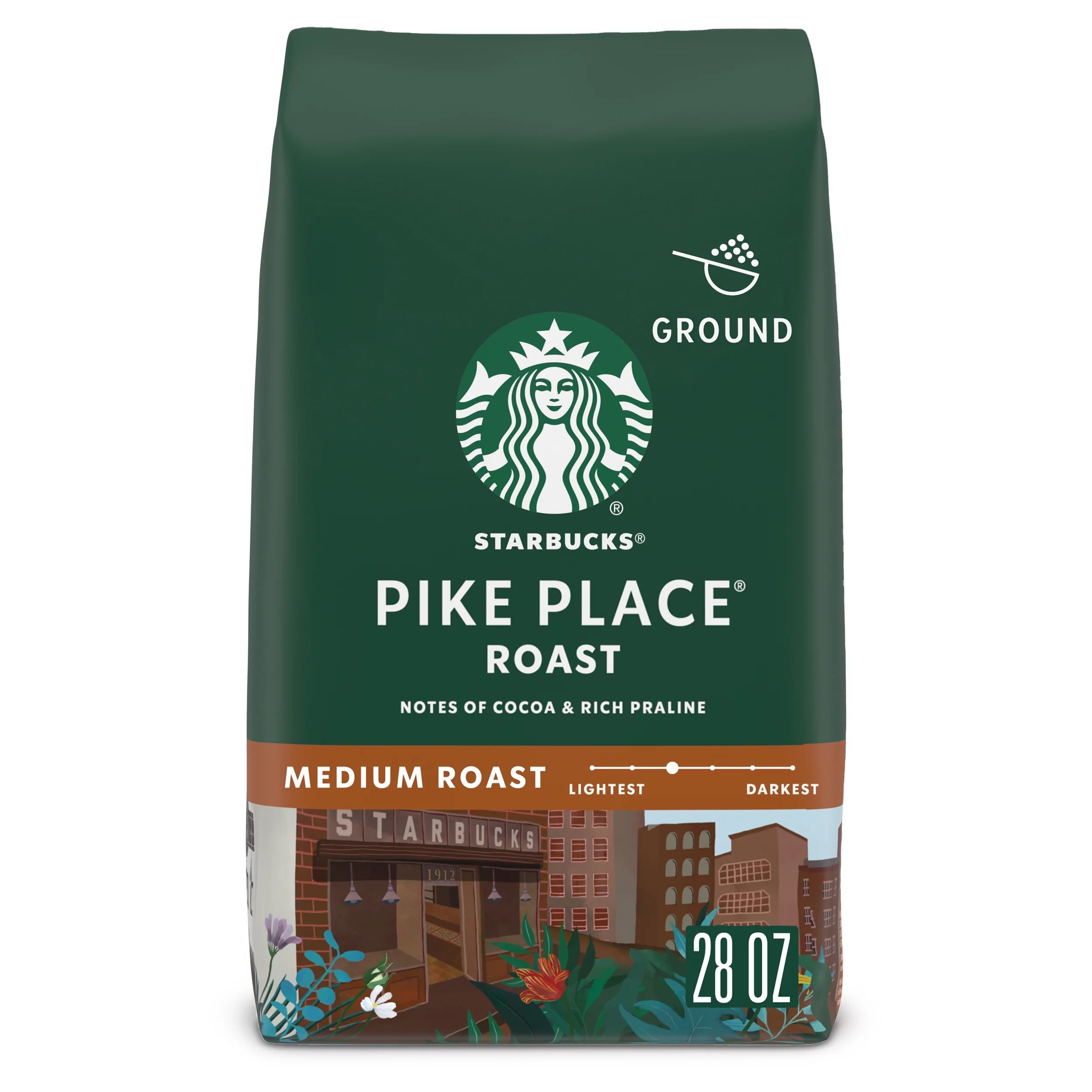 (2 pack) Starbucks Pike Place Roast, Medium Roast Ground Coffee, 100% Arabica, 28 oz