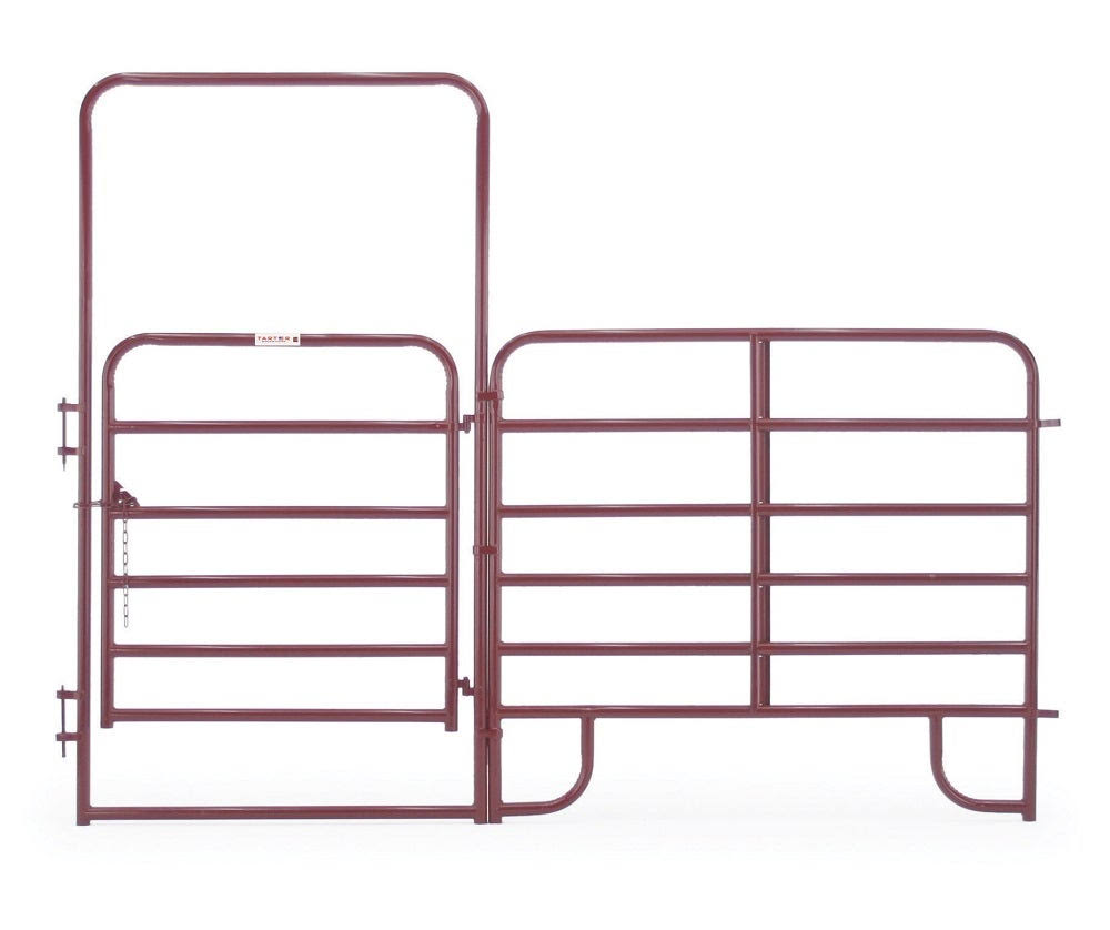 Tarter Ewr64 6 x 4 ft. 6-Bar Economy Corral Walk-Thru with PANEL, Red