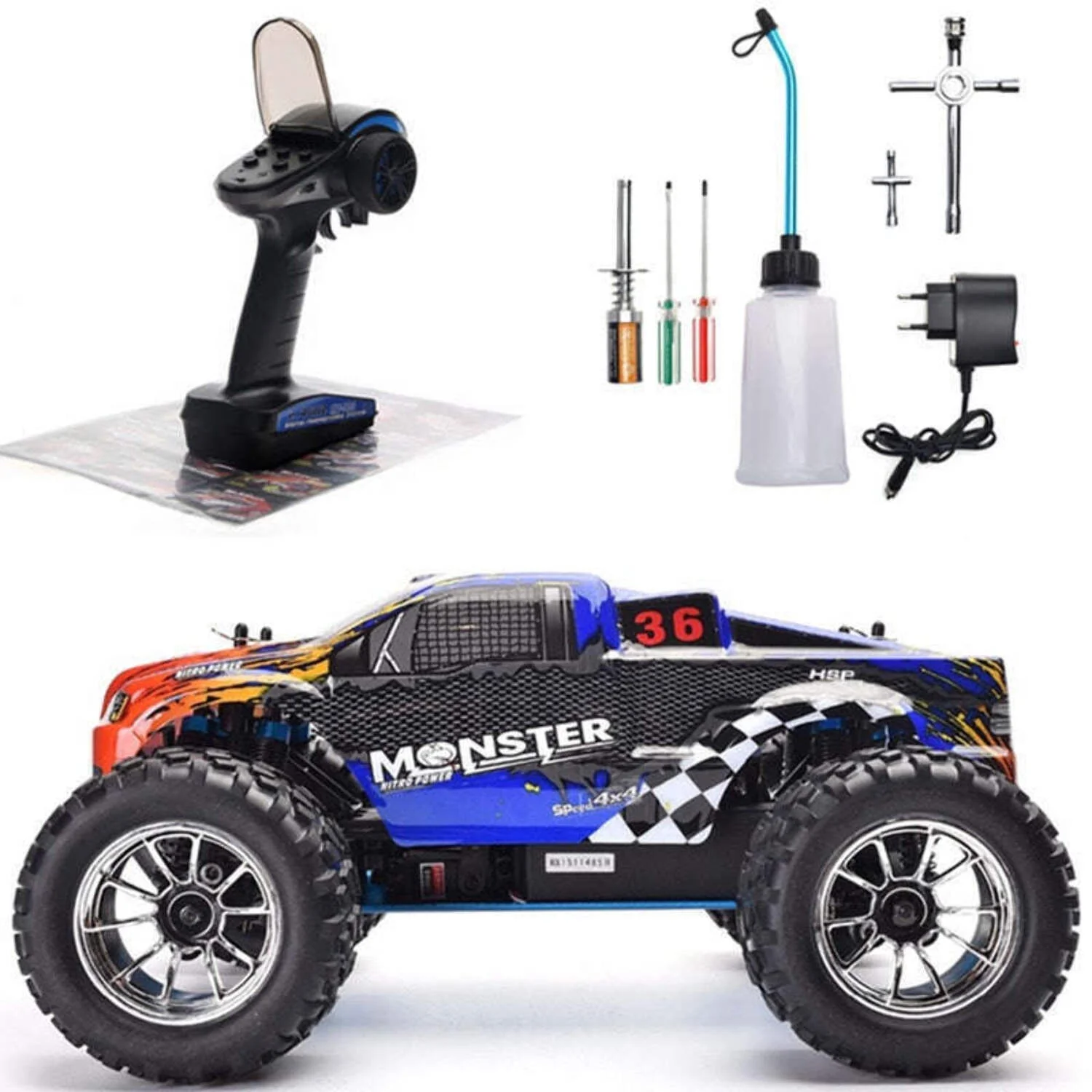 HSP RC Car 1:10 Scale Two Speed Off Road Monster Truck Nitro Gas Power 4wd Remote Control Car High Speed Hobby Racing RC Vehicle