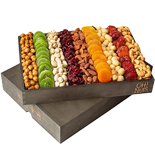 Nut and Dried Fruit Gift Basket - Assorted Nuts and Dried Fruits Holiday Snack Box - Birthday, Anniversary, Corporate Treat Box for Women, Men - Oh! Nuts