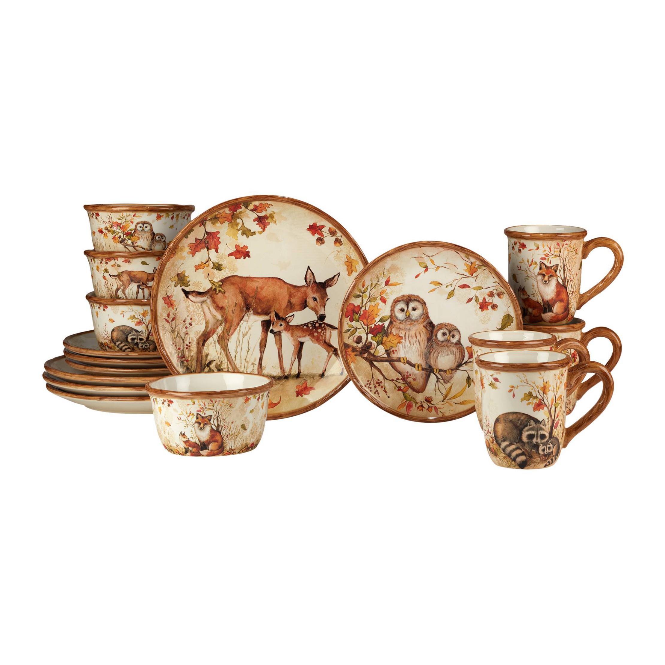 16pc Pine Forest Dinnerware Set